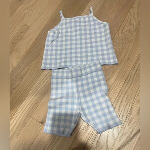 Zara kids blue and white gingham set size 12-18 months
